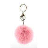 Key Chain - Rabbit Fur Pom Pom - Pink - KC-YQ001PK